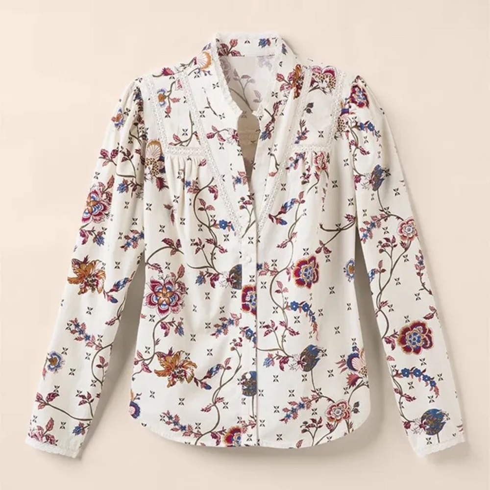 Elegant Floral Women's Blouse - Picture 2 of 12